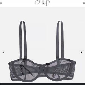 CUUP Balconette Bra — Slate Gray Mesh — 32F (3D) — NWOT
